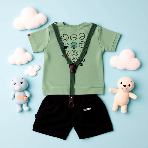 Boys Cute pestal green Back suspender