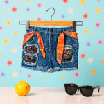 Girls Orange Top & Denim Shorts - Image 3