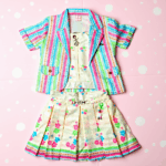 Girls pink Partywear Top Jacket  & Skirt - Image 2