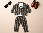 Boys Brown Partywear Four Folding 3 Piece Suit