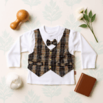 Boys Brown Partywear Four Folding 3 Piece Suit - Image 3
