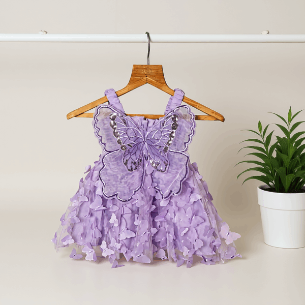 Girls Purple Butterfly Dress