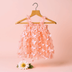 Girls Peach Frill Dress - Image 2