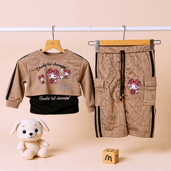 Girls Brown Stylish 3 Piece set