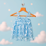 Girls Sky Blue Butterfly Frill Dress - Image 2