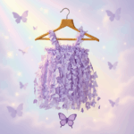 Girls Purple Butterfly Dress - Image 2