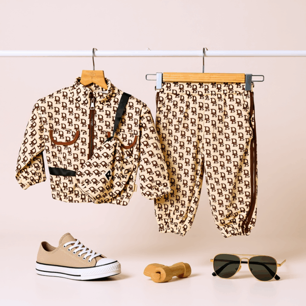 Boys trendy co-ord set with trendy crossbody bag