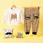 Girls Stylish Brown White 2 piece set