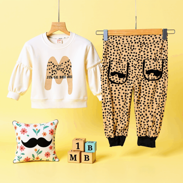 Girls Stylish Brown White 2 piece set