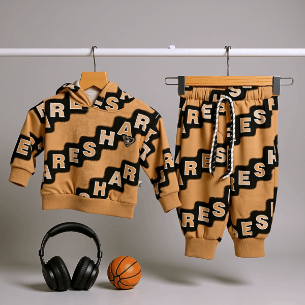 Boys Brown - Black Cord-set with cross body bag