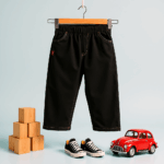 Boys Black Lather jacket with black Denim - Image 3