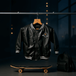 Boys Black Lather jacket with black Denim - Image 2