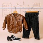 Boys Black Lather jacket with black Denim (Copy)