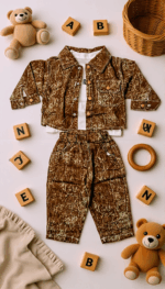 Boys stylish denim print 3 piece set