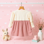 Western pink Striped Dungaree dress with White top - Image 2