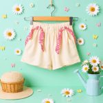 Girls Pink Top With Cream Shorts - Image 4