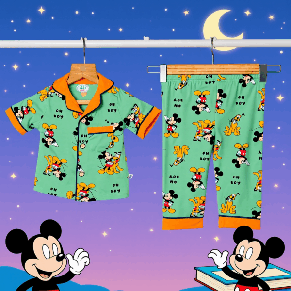 Beautiful Green Orange Night Suit for Boys & Girls