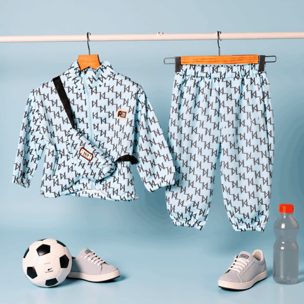 Boys Sky Co-ord set with trendy crossbody bag