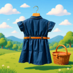 Girls Navy Blue Dress - Image 2