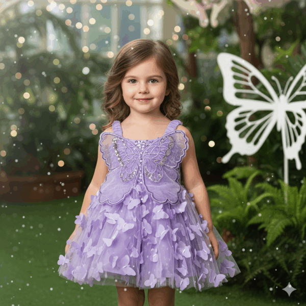 Girls Purple Butterfly Dress