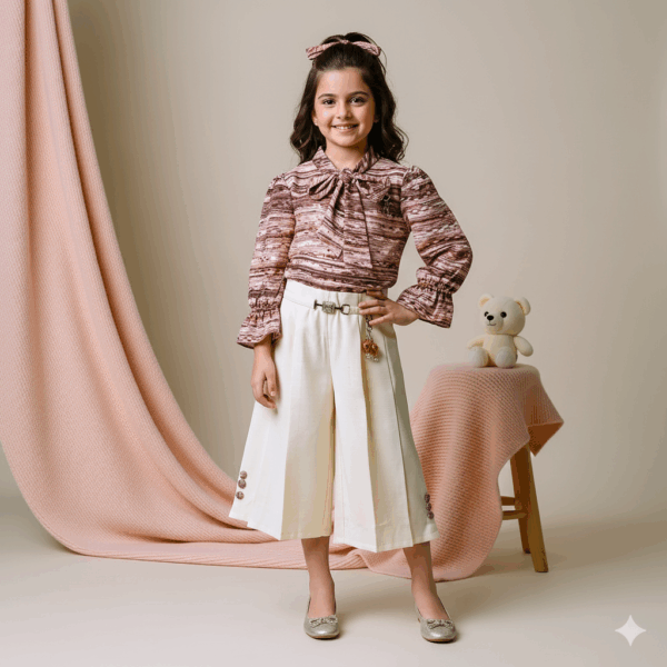 Girls Onion Simmar top with Wite plazo