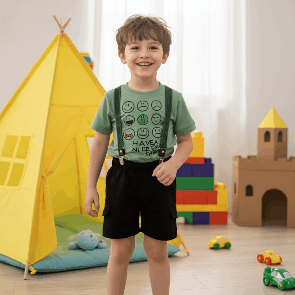 Boys Cute pestal green Back suspender