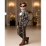 Boys Brown Partywear Four Folding 3 Piece Suit