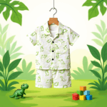 Boys Green Printed 3 Piece Set | T-shirt, Shorts & Shirt