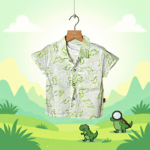Boys Green Printed 3 Piece Set | T-shirt, Shorts & Shirt - Image 3
