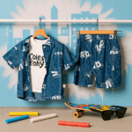 Boys Mid Blue 3 Piece Set | T-shirt, Denim & Shirt Outfit