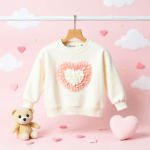 Girls Pink Heart Top With Denim trouser - Image 3