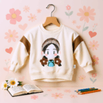 Girls Cream & Brown  Set | Sweatshirt & Joggers - Image 2
