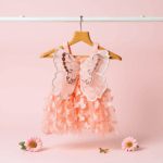 Girls Peach Butterfly Dress | Fairy Wings Party Outfit