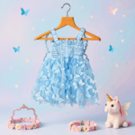 Girls Sky Butterfly Dress | Fairy Wings Party Outfit - Image 2