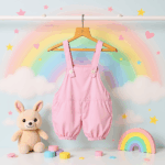 Girls Colorful Bunny Outfit – Dungaree Pattern Kidswear - Image 4