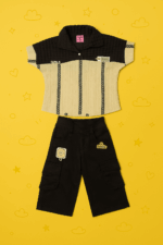 Girls Cream Top with Black Trouser | Stylish 2 Piece Set