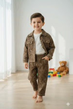 Trendy Mini Me Charcoal Jacket, Tee, and Pants Outfit | kids 3-piece outfit - Image 2