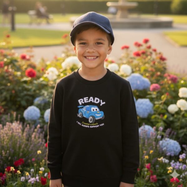 Boys Sweatshirt with Cartoon Car Print