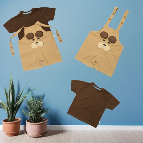 Brown-Cream Dungaree | Unisex 2 Piece Kids Outfit