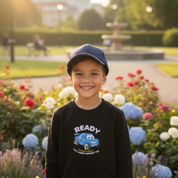 Boys Sweatshirt with Cartoon Car Print