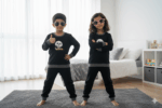 Cute Panda Print Kids' Sweat T-Shirt & Joggers Set - Kids Co-ord Set