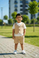 Stylish 3-Piece Tan Summer Outfit for Boys | boys 3 piece set