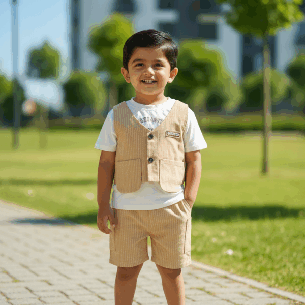 Stylish 3-Piece Tan Summer Outfit for Boys | boys 3 piece set