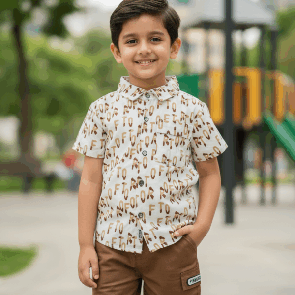 Trendy Letter Print Boys' Summer Shirt and Shorts Set | Kids shorts set