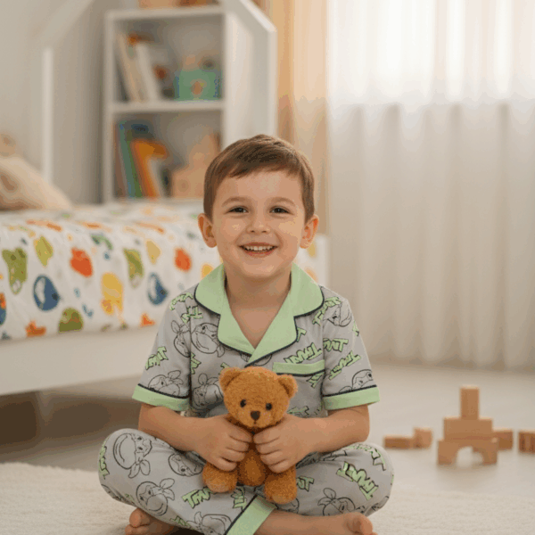 Cozy Gray and Mint Green Kids' Night Suite | Sleepwear Pajama Set