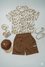 Trendy Letter Print Boys' Summer Shirt and Shorts Set | Kids shorts set - Image 2
