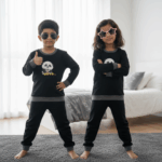 Cute Panda Print Kids' Sweat T-Shirt & Joggers Set - Kids Co-ord Set