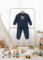 Sweatshirt and Joggers Set | Black And Dark Blue Ready Print Sweatshirt Set For Kids - Image 5