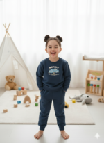 Sweatshirt and Joggers Set | Black And Dark Blue Ready Print Sweatshirt Set For Kids - Image 2
