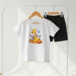 Cute Animal Print Graphic T-Shirt and Shorts Set For Kids - Image 2